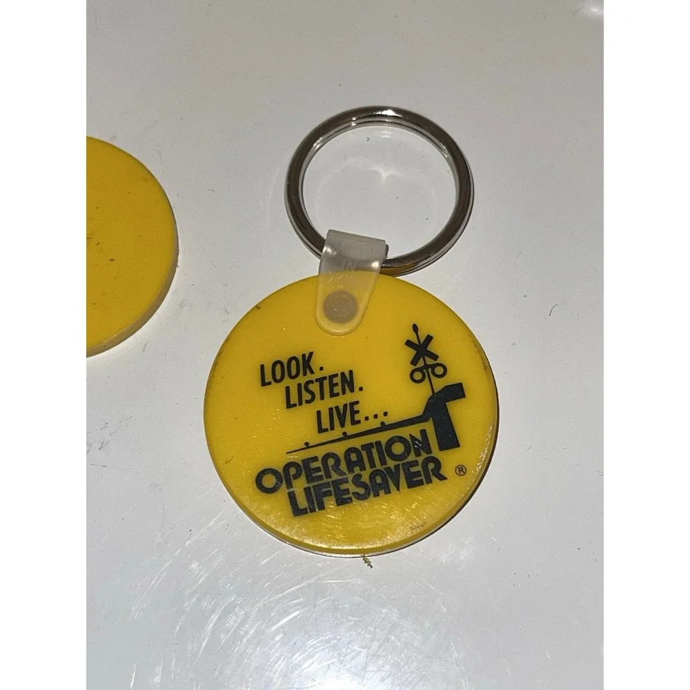 Vintage RR‎ RAILROAD CROSSING Keychain OPERATION LIFESAVER Key Ring Bundle Of 3